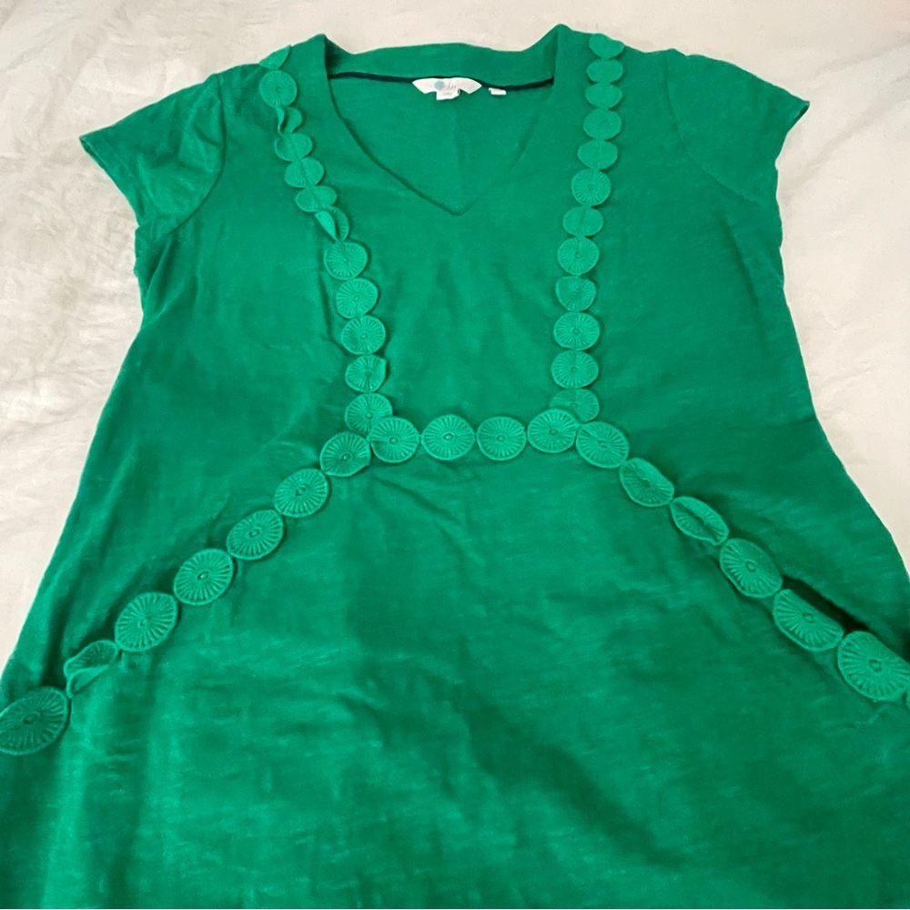 Boden Boden Saskia Jersey Trim Emerald Vibrant Green Midi Dress - Picture 12 of 14